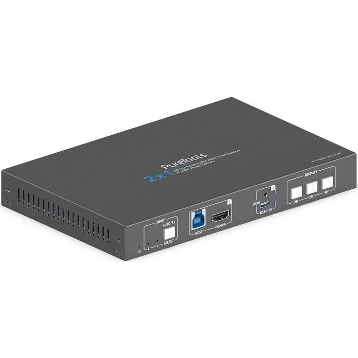 Purelink PT-PSW-21HC-KVM, 4K KVM Switch mit 60Hz, HDR 10, 3 Eingängen, USB-C, HDMI, vielseitige Anschlussmöglichkeiten