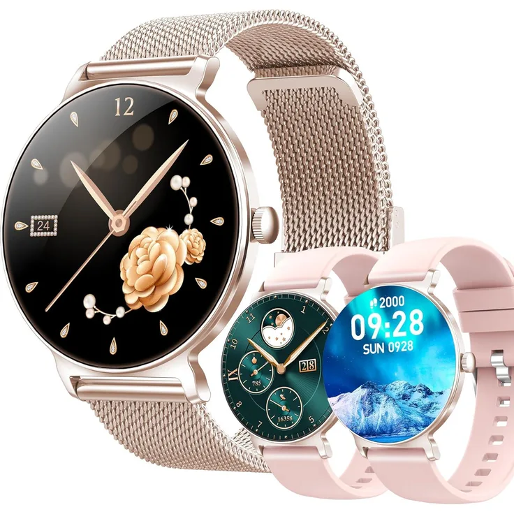 SGDDFIT Elegante Smartwatch mit Telefonfunktion, 1,27" AMOLED Touch, IP68, Gesundheits- & Sporttracking, Bluetooth-Anrufe