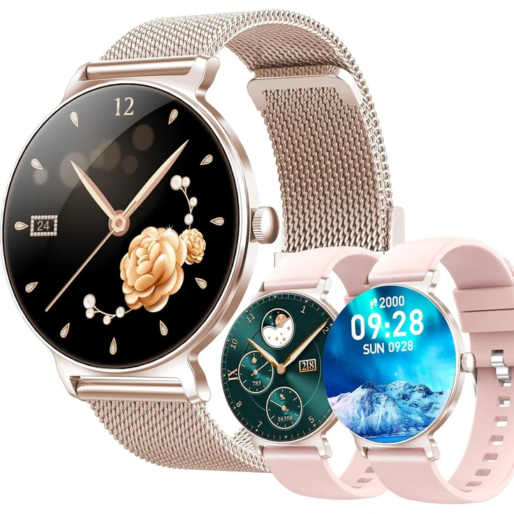 SGDDFIT Elegante Smartwatch mit Telefonfunktion, 1,27" AMOLED Touch, IP68, Gesundheits- & Sporttracking, Bluetooth-Anrufe