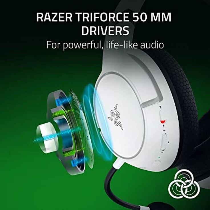 Razer Kaira HyperSpeed - Kabelloses Multiplattform-Gaming-Headset für Xbox (HyperSpeed Wireless, Triforce 50-mm-Treiber, HyperClear Kardioiden-Mik, FlowKnit Memory Foam Ohrpolster) Weiß – Bild 3
