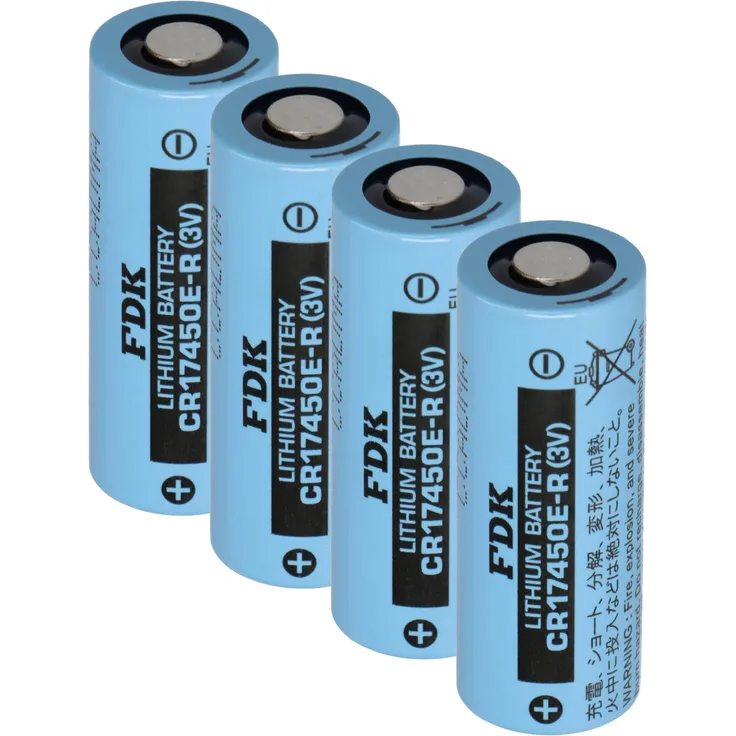 FDK 4x Lithium 3V Batterie CR 17450ER A, Hochstromzelle mit 2400 mAh für extreme Temperaturen von -40 bis +85°C
