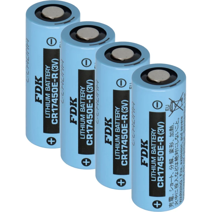 FDK 4x Lithium 3V Batterie CR 17450ER A, Hochstromzelle mit 2400 mAh für extreme Temperaturen von -40 bis +85°C