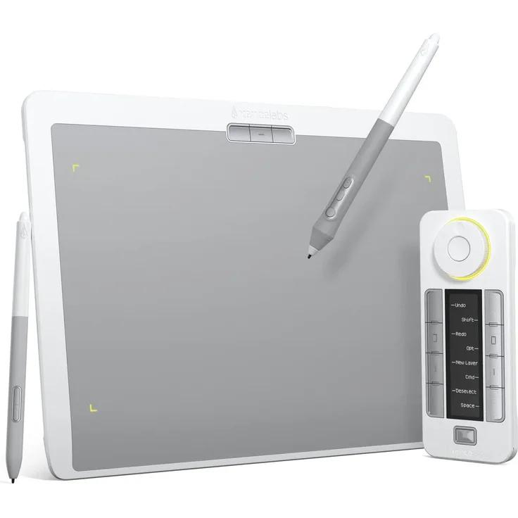 Xencelabs Pen Tablet Grafiktablett SE, 12 Zoll professionelles Zeichentablett mit Quick Key, 2 batterielosen Stiften, 8192 Druckstufen, nebelweiß