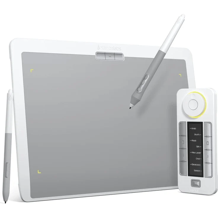 Xencelabs Pen Tablet Grafiktablett SE, 12 Zoll professionelles Zeichentablett mit Quick Key, 2 batterielosen Stiften, 8192 Druckstufen, nebelweiß