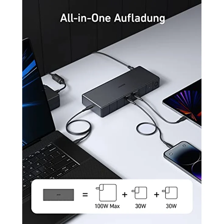 Anker 778 Thunderbolt Dockingstation (12-in-1, Thunderbolt 4), 40 Gbps mit Max 100W Aufladung für Laptop, Single 8K, Quad 4K Bildschirm, Ethernet, 6 USB Ports für M1 Pro/Max MacBook Pro und mehr – Bild 4
