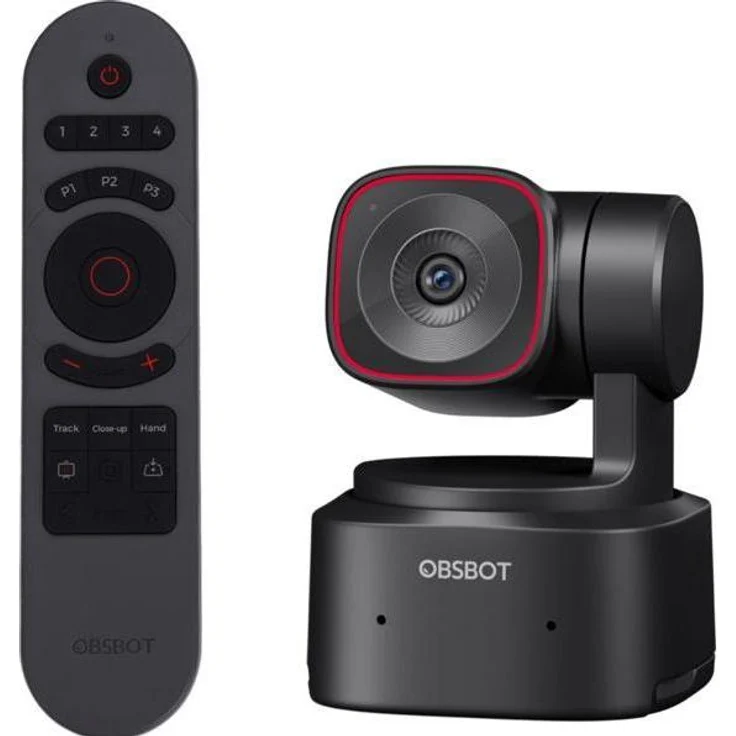 Obsbot Tiny 2 Lite Remote Combo PTZ Webcam, Full HD, mit Fernbedienung, Schwarz