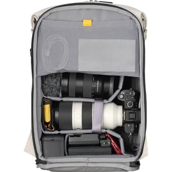 Vanguard VEO LITE B25L CM, Kamerarucksack creme mit 25 Litern Fassungsvermögen, wetterfestem Material und Platz für Vollformat-Kamera und bis zu 4 Objektive – Bild 2