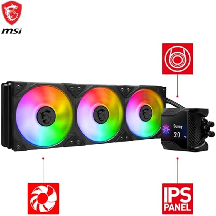 MSI MPG CORELIQUID D360 CPU-Flüssigkeitskühler - ARGB-Lüfter, verdunstungssichere Schläuche, Mystic Light Software-Unterstützung - AMD- & Intel-Sockel-kompatibel – Bild 2