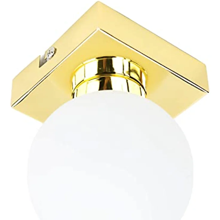 Licht-Erlebnisse Deckenleuchte Bad Kugel Metall Glas in gold 1x G9 wechselbar Badezimmer Flur Innen Deckenlampe zeitlos Beleuchtung kompakt – Bild 3