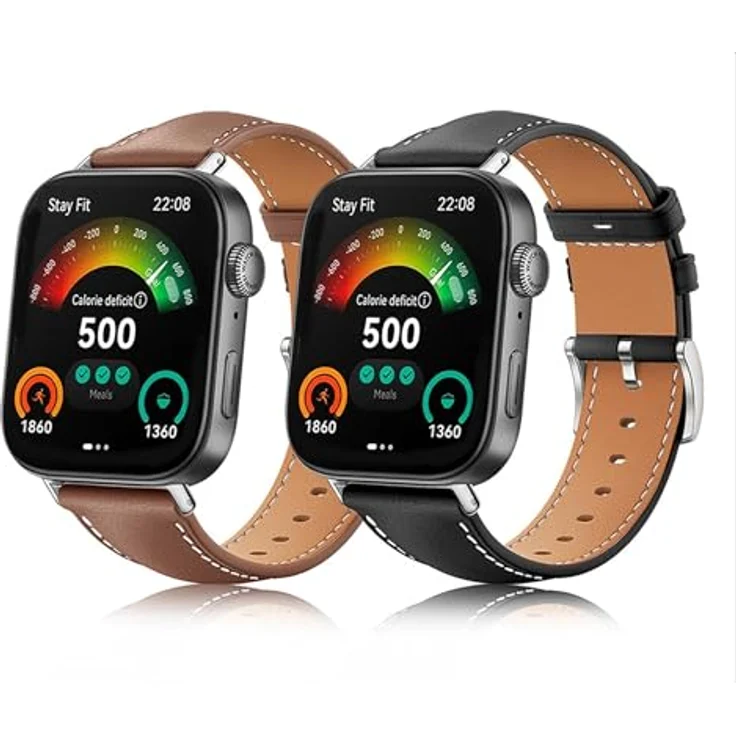 GIOPUEY Echtleder Armband Kompatibel mit Huawei Watch Fit 3/4/4 Pro, verschleißfest und atmungsaktiv - Braun – Bild 5