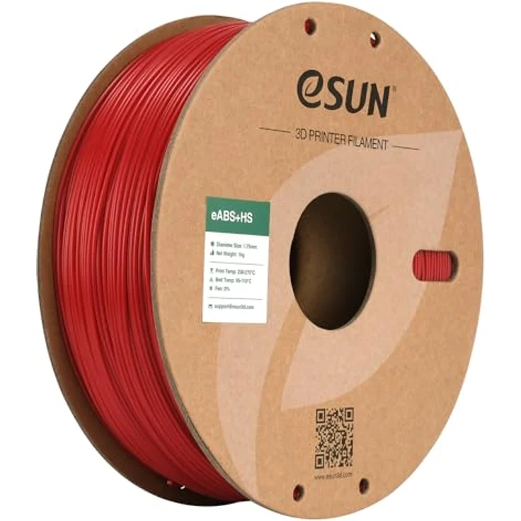 eSUN ABS+HS Filament 1.75mm, Hochgeschwindigkeits ABS+ in Feuerrot, 1KG mit verbesserter Zwischenschichtbindung und hoher Wärmebeständigkeit – Bild 1