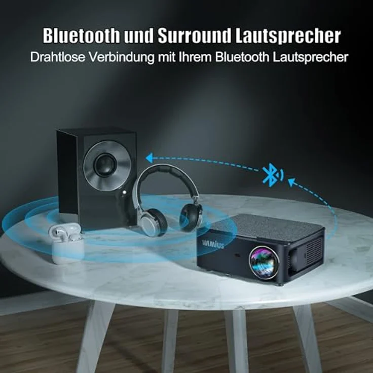 WiMiUS K1 Beamer, Full HD 1080P, 1200 ANSI Lumen, 5G WiFi, Bluetooth, 300 Zoll Display, tragbare Tasche, kompatibel mit Fire Stick, Smartphone, PS5 – Bild 3