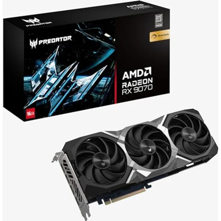 Acer Predator BiFrost Radeon RX 9070 OC 16GB, GDDR6, 256 Bit, 8K Unterstützung, Aktive Kühlung, 1x HDMI, 3x DisplayPort – Bild 1