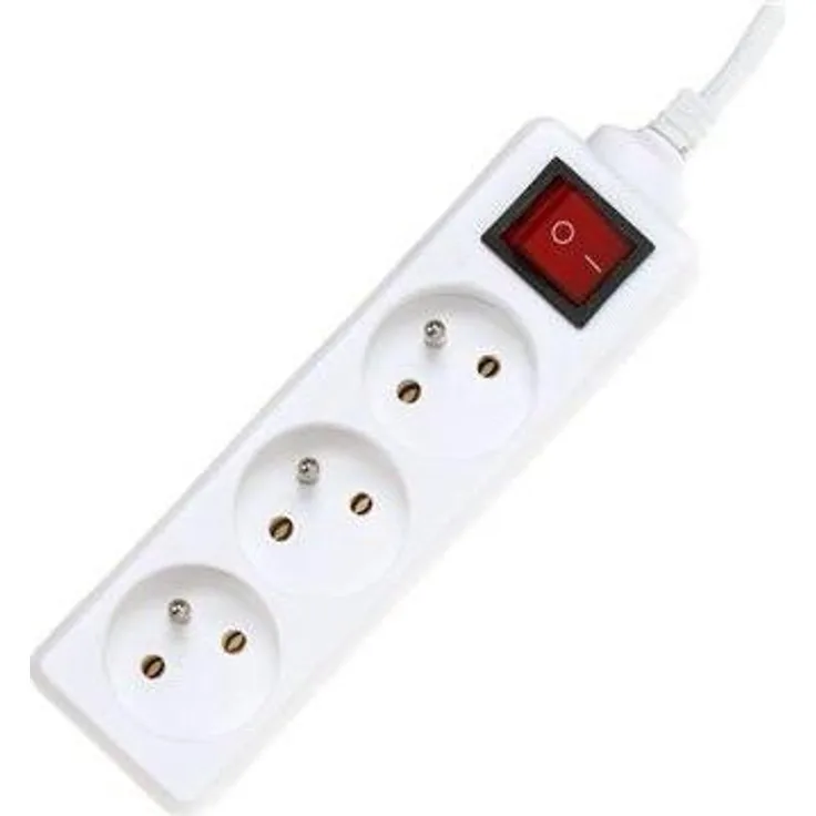 PremiumCord PP3K-10 Steckdosenleiste, 3 AC Steckdosen, 10 m Kabel, integrierter Einzelschalter, weiß