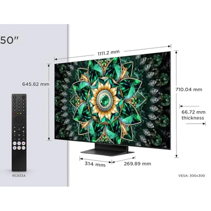 TCL 50Q7C 55 Zoll QD-Mini LED Fernseher, 4K HDR Premium 2000, Smart Google TV, Dolby Vision IQ & Atmos, HVA-Panel, 144Hz Motion Clarity Pro, Game Master – Bild 2