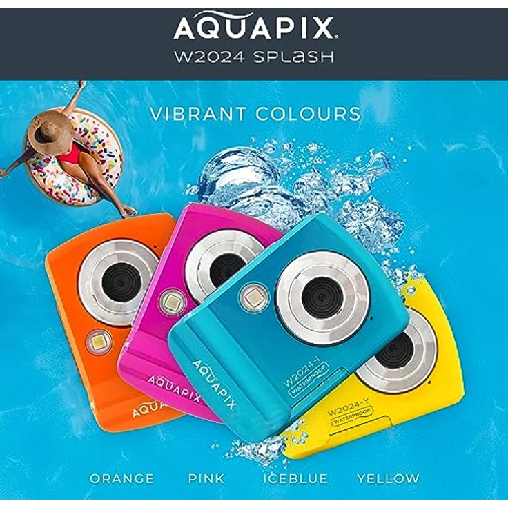 Aquapix W2024 'Splash' Unterwasserkamera, Wasserfest bis 3m, 2.4" Display, Auflösung bis 16 MP, 8x Digital-Zoom, 5MP Sensor, Orange - Preisvergleich – Bild 2