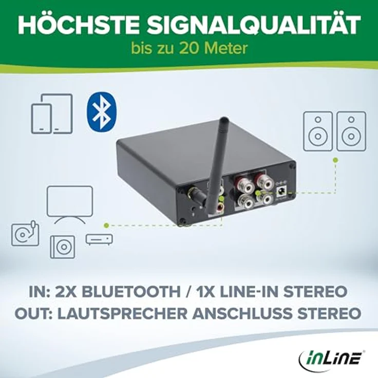 InLine® Bluetooth 5.3 Audio Receiver, 96 Watt Verstärker mit aptX HD, schwarz – Bild 2