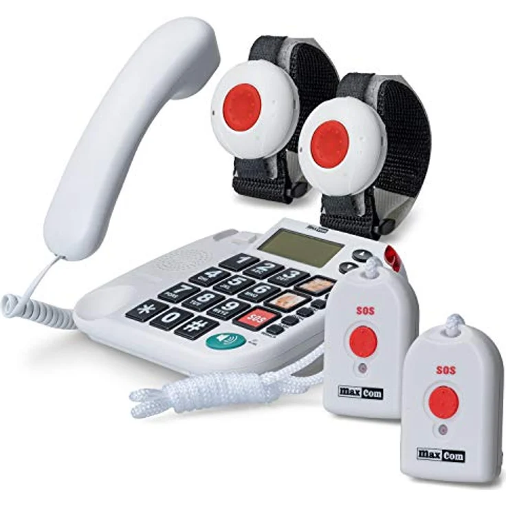 Maxcom Maxom KXT SOS Seniorentelefon, Festnetztelefon mit Notruffunktion und SOS-Taste, weiß – Bild 1