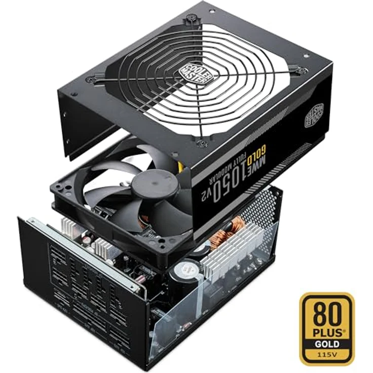 Cooler Master MWE Gold 1050 V2 ATX 3.1 Vollmodulares Netzteil – 80 Plus Gold, 1050 Watt, PCIe 5.1-Verkabelung, 140 mm FDB-Lüfter, Hochtemperaturschwelle – Bild 5