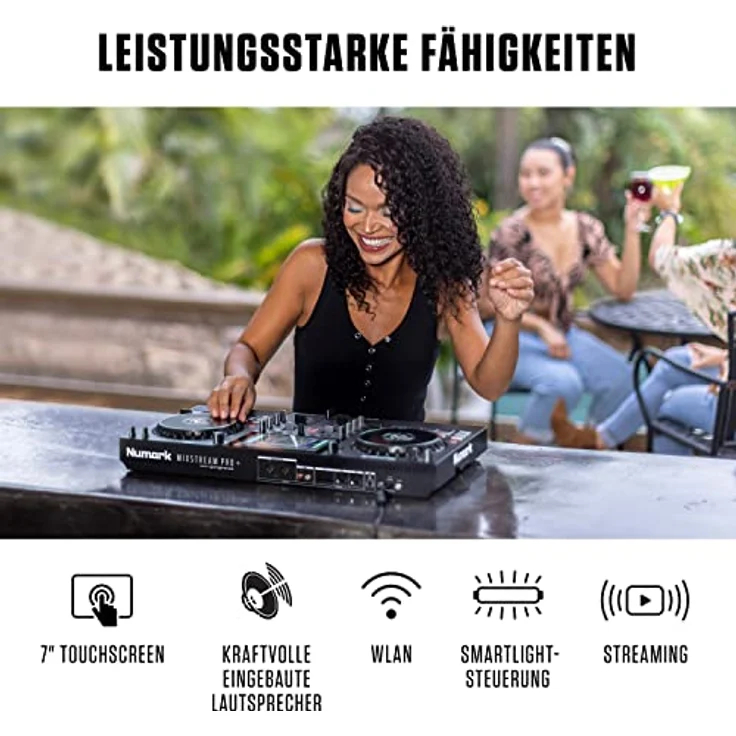 Numark Mixstream Pro+ Standalone DJ Controller, Amazon Music Unlimited Streaming, DJ Mischer, Touchscreen, WLAN, Lautsprecher, kompatibel mit Serato & Virtual DJ – Bild 4