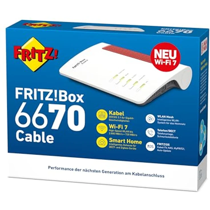 AVM Fritz!Box 6670 Cable (DOCSIS-3.1-Kabelmodem, 2x2 Wi-Fi 7 mit 2.880 MBit/s (5 GHz) und 720 MBit/s (2,4 GHz), Zigbee Integration 1 x 2,5 Gigabit-LAN-Port) – Bild 5