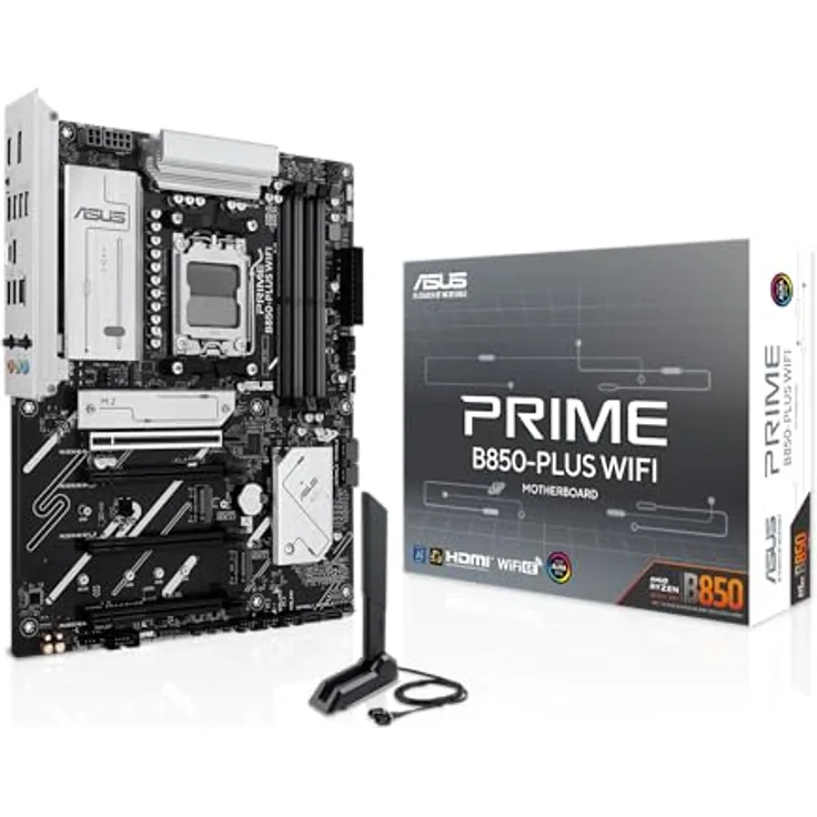 ASUS Prime B850-PLUS WiFi Gaming Mainboard Sockel AMD AM5, ATX DDR5 PCIe 5.0 3X M.2, WiFi 6E, DisplayPort HDMI BIOS Flashback Aura Sync, schwarz
