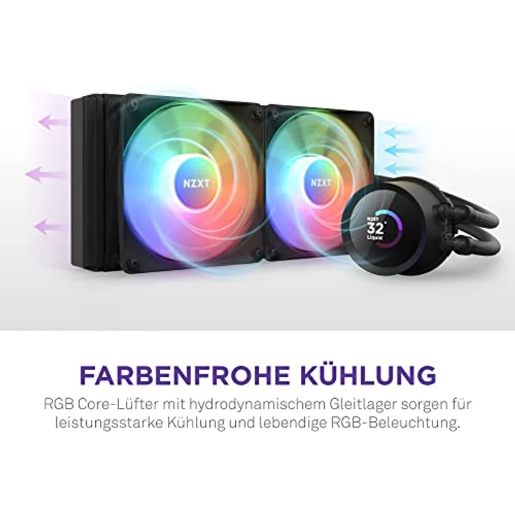 NZXT Kraken 240 RGB - RL-KR240-B1-240mm AIO CPU Wasserkühlung - 1,54" LCD Display 240x240-2x120mm RGB Core Fans - EIN Breakoutkabel zur einfachen Installation - anpassbar durch NZXT CAM - Schwarz – Bild 5