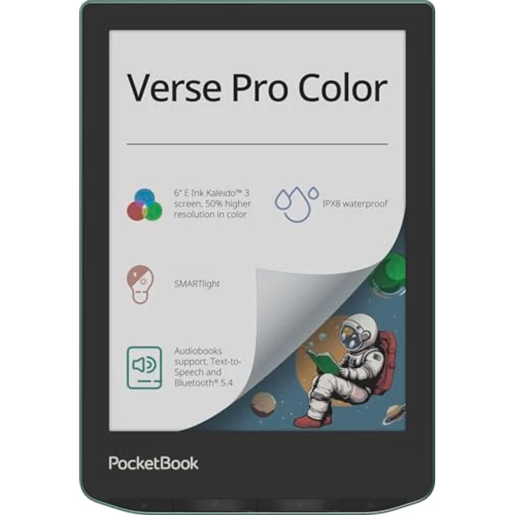 PocketBook Verse Pro Color, eBook-Reader 15.2cm (6 Zoll) mit E Ink Kaleido™ 3-Bildschirm, Bluetooth® 5.4, Sage – Bild 1