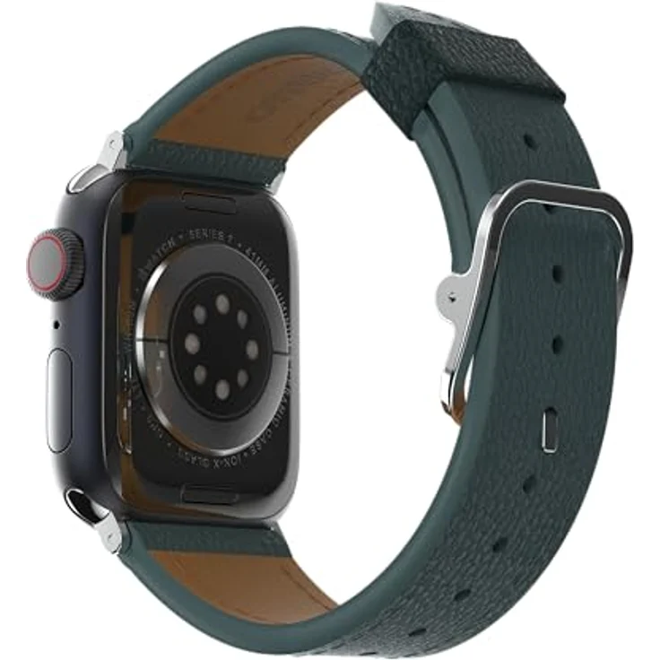 OtterBox Symmetry Cactus Leather Uhrenarmband für Apple Watch 42mm/41mm/40mm, atmungsaktiv und nachhaltig, Blau/Grün – Bild 1