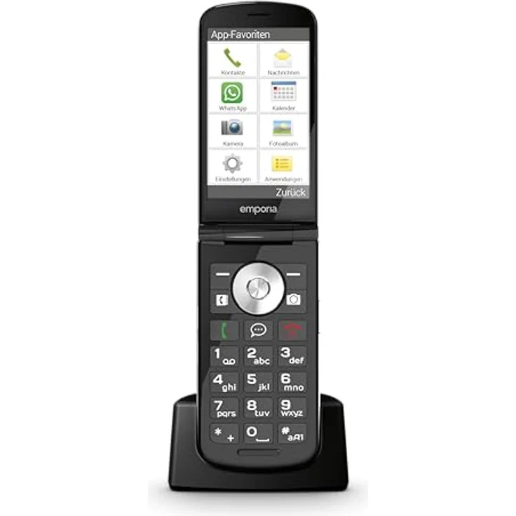 Emporia TOUCHsmart.3 New Edition, 4G Handy für Senioren mit dedizierter WhatsApp-Taste, 3.25" Farbdisplay und Ladestation, Schwarz – Bild 3