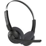 JLab Go Work Pop Wireless Headset mit Mikrofon: 50+ Std. Wiedergabezeit, Kopfhörer mit Mikrofon und Multipoint-Verbindung, Kabellos oder mit Kabel für PC & Handy, Bluetooth-Headset für Büro, Schwarz