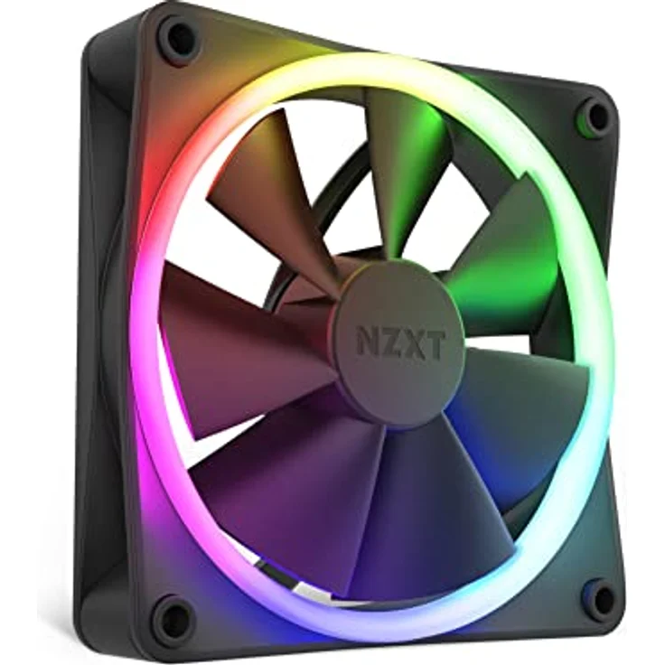 Nzxt F120 RGB Fans - RF-R12SF-B1 - Erweiterte Anpassung der RGB-Beleuchtung – Flüsterleise Kühlung – Single (RGB-Lüfter und Controller ERFORDERLICH & Nicht ENTHALTEN) -120mm-Lüfter – Schwarz - Preisvergleich – Bild 1