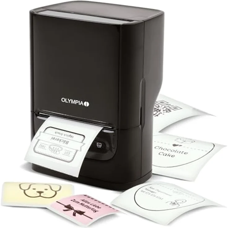 Olympia Label printer PM220, tragbarer Etikettendrucker mit verstellbarer Etikettenbreite, schwarz – Bild 1