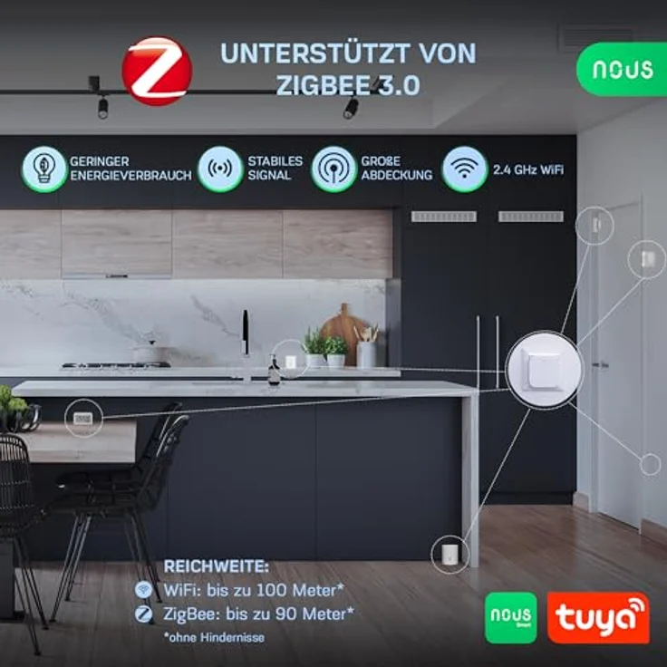 Nous Smart Home Gateway E1 ZigBee, Smart Home Hub mit Sprachsteuerung, Weiss – Bild 5