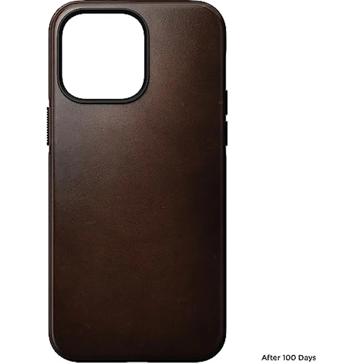 Nomad Moderne Lederhülle für iPhone 14 Pro Max - Horween Leder, 360° erhöhte Kanten TPE Bumper, 3 m Fallschutz, Mag Safe & Wireless Charging (Schwarz) (Rustikales Braun) – Bild 4