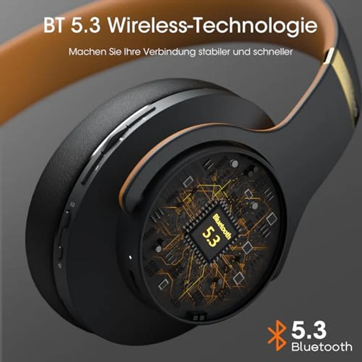 DOQAUS Care 1, Bluetooth Kopfhörer Over Ear mit bis zu 90 Std Akkulaufzeit, 3 EQ-Modi, HiFi Stereo, faltbares Design, Mikrofon, weiche Ohrpolster für Reisen/Büro/Handy/PC, Nachtschwarz – Bild 4