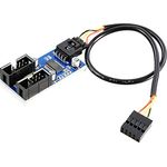 F71S USB 2.0 Hub intern Splitter 1x 9Pin zu 2X 9Pin Header Erweiterung Verlängerungskabel Karte Motherboard 9 poliger USB 2.0-Header 1 bis 2 Buchse Verlängerungskabel HUB-Anschluss Adapter