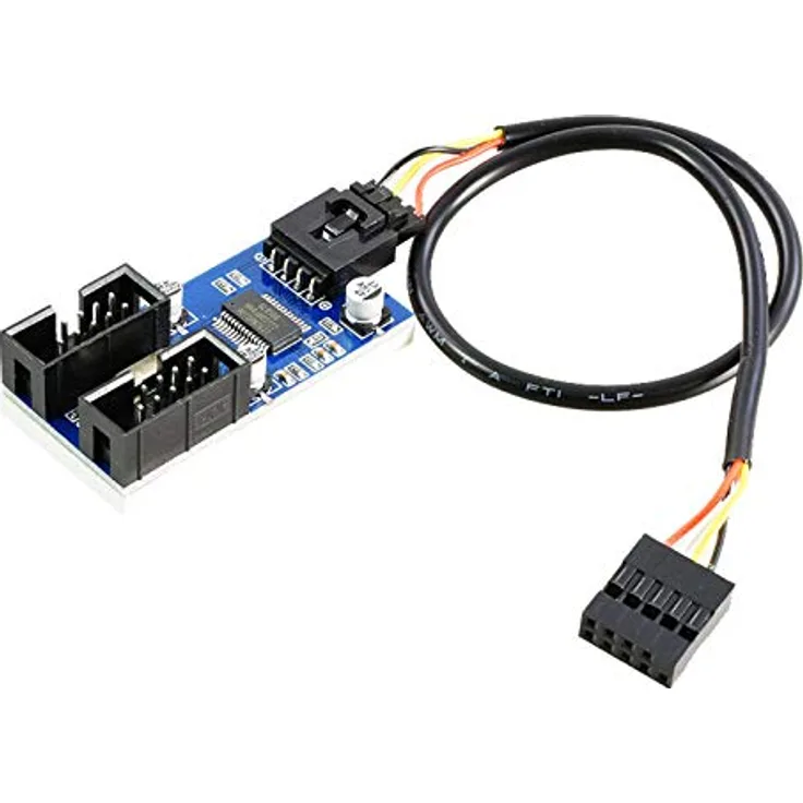 F71S USB 2.0 Hub intern Splitter 1x 9Pin zu 2X 9Pin Header Erweiterung Verlängerungskabel Karte Motherboard 9 poliger USB 2.0-Header 1 bis 2 Buchse Verlängerungskabel HUB-Anschluss Adapter