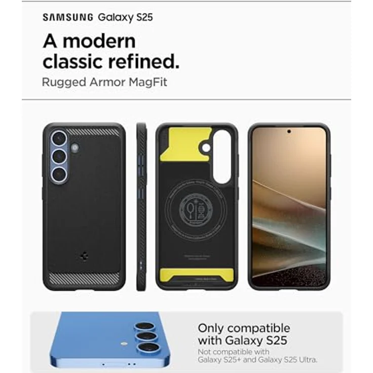 Spigen Rugged Armor MagFit Hülle für Samsung Galaxy S25, Kompatibel mit MagSafe, Schwarz – Bild 2