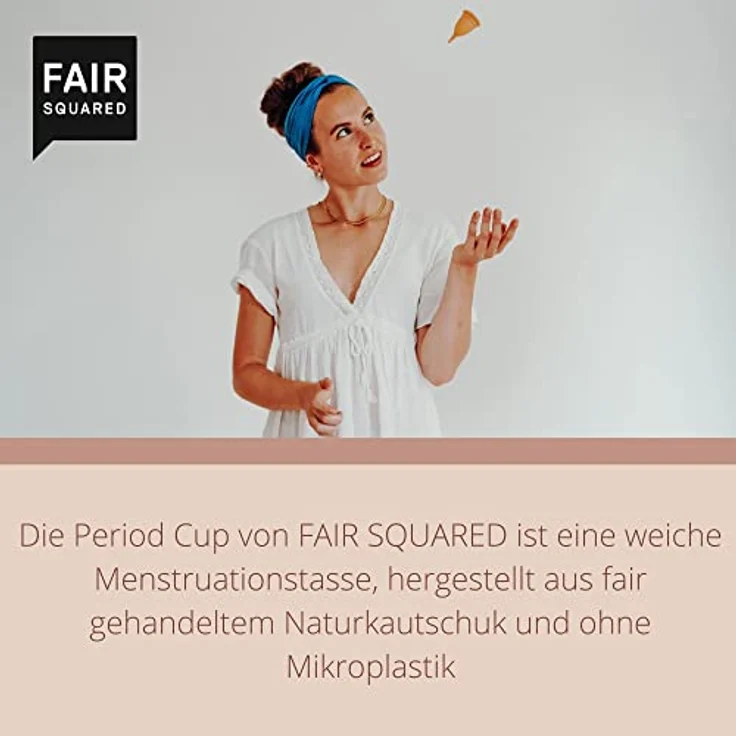 Fair Squared Size M Period Cup Menstruationstasse Menstruationsbecher - Naturreine Menstruationstasse aus Naturkautschuk aus fairem Handel - vegan und Zero Waste, Größe M in Naturfarben - Preisvergleich – Bild 3
