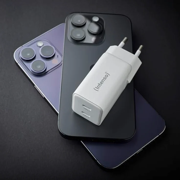 Intenso Power Adapter 40W, 2x USB-C Induktions-Ladegerät, Weiß, kompakt und mit GaN-Technologie – Bild 2