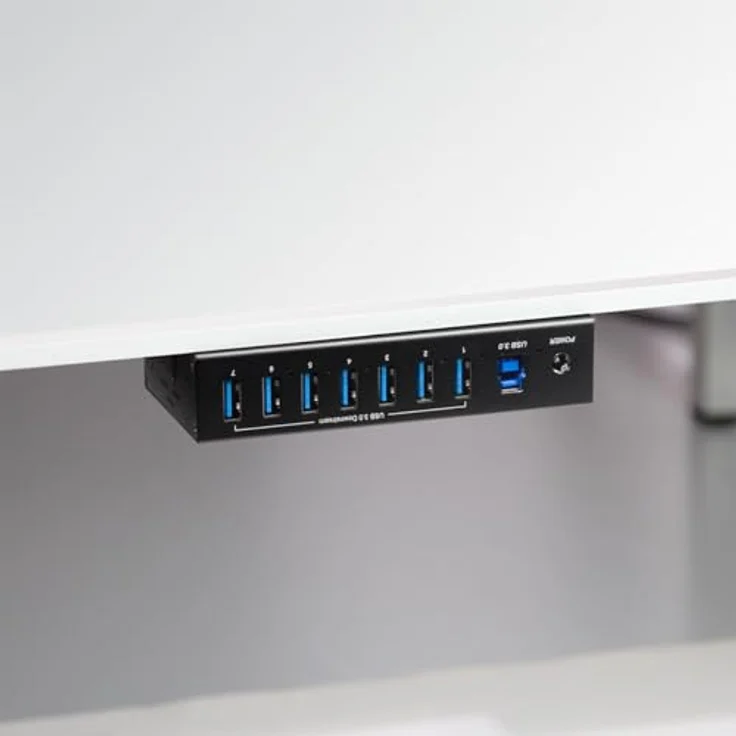 LogiLink 7-Port Hub (USB 3.0) mit Netzteil, Industrieausführung, 5 Gbit/s, 10 W, Überstrom-, Überspannungs- und Kurzschlussschutz, schwarz – Bild 2