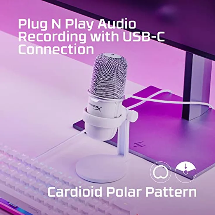 HyperX SoloCast - USB-Kondensator-Gaming-Mikrofon, für PC, PS5, PS4, und Mac, Tap-to-mute-Sensor, Nierencharakteristik, Gaming, Streaming, Podcasts, Twitch, YouTube, Discord – Bild 2