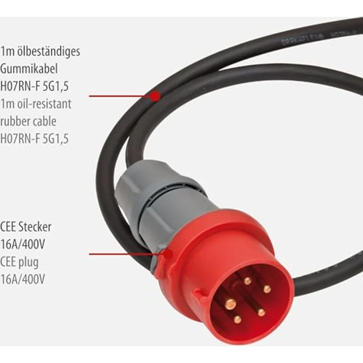 Brennenstuhl Kompakter Gummi-Stromverteiler - Gummiverteiler (1m Kabel, 3x E 400V-16A, 3x 230V-16A, Baustelleneinsatz und ständigen Einsatz im Freien, Made in Germany) – Bild 3