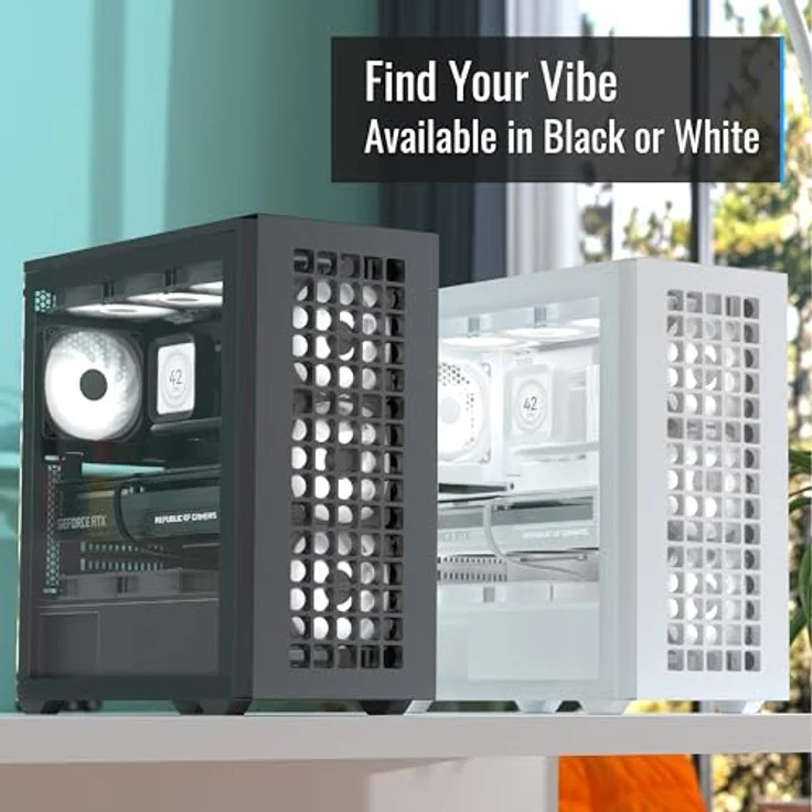 AeroCool D502A Mid-Tower Case, Gaming PC Gehäuse, hervorragender Airflow, schlankes Design Mesh Frontpanel, inkl. 4 RGB-Lüfter, kompatibel mit ATX Micro-ATX und Mini-ITX Motherboards, USB Type C, Weiß – Bild 5