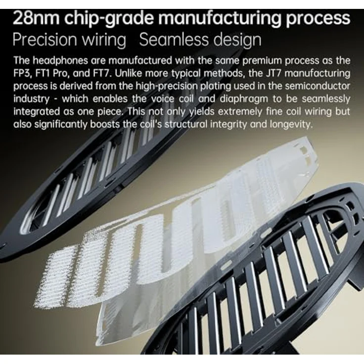 FiiO JT7, Kabelgebundene Planar-Magnet Kopfhörer mit Hi-Res-Audio-Zertifizierung, schwarz – Bild 8