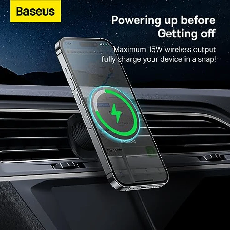 Baseus Cw01, Kabellos Magnetisch Auto-Ladegerät 15W, Schwarz – Bild 5