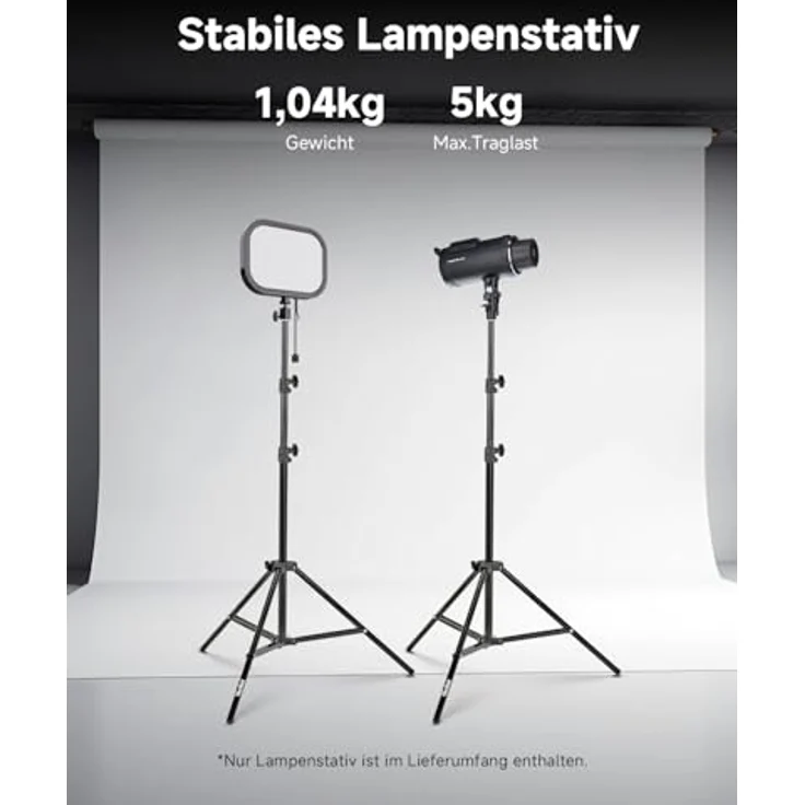 Rollei Lampenstativ 200 cm, verstellbar von 88 bis 200 cm mit Luftfederungssystem und Spigot-Anschluss – Bild 5