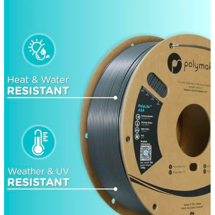 Polymaker PF01037 Dark Grey Filament ASA, UV-beständig, witterungsbeständig, hitzebeständig, matte Oberfläche – Bild 5