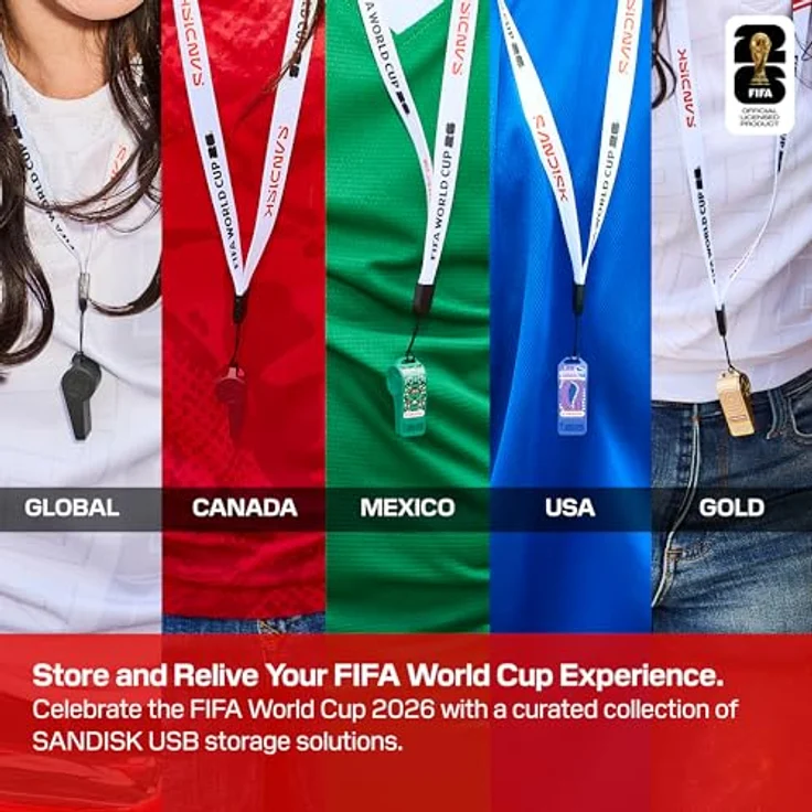 SanDisk FIFA World Cup 2026 (Gold Edition) USB Flash Drive, 128 GB, USB-C 3.2 Gen 1 – Bild 3
